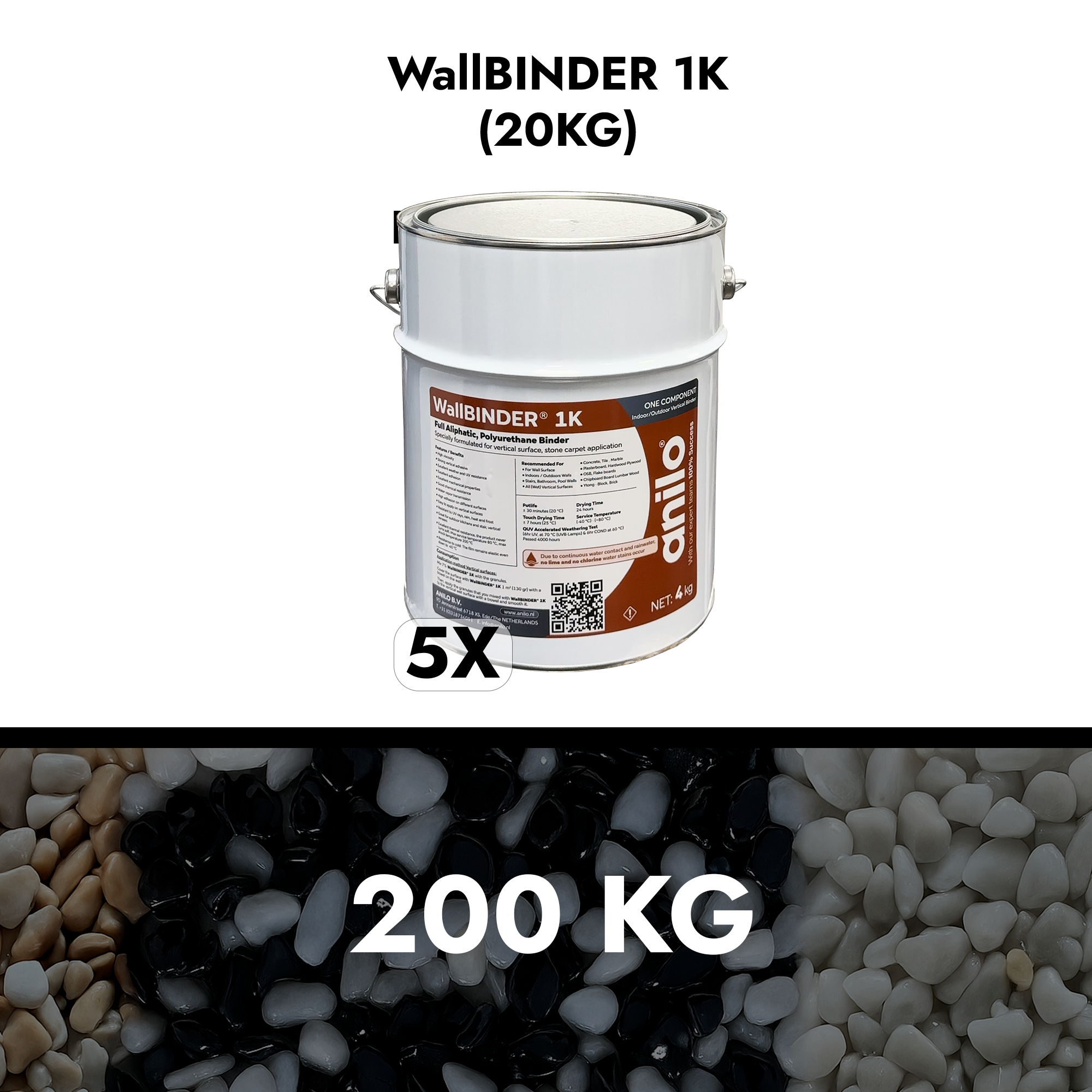 Набор мраморной крошки для стен (20 м², слой 6 мм)