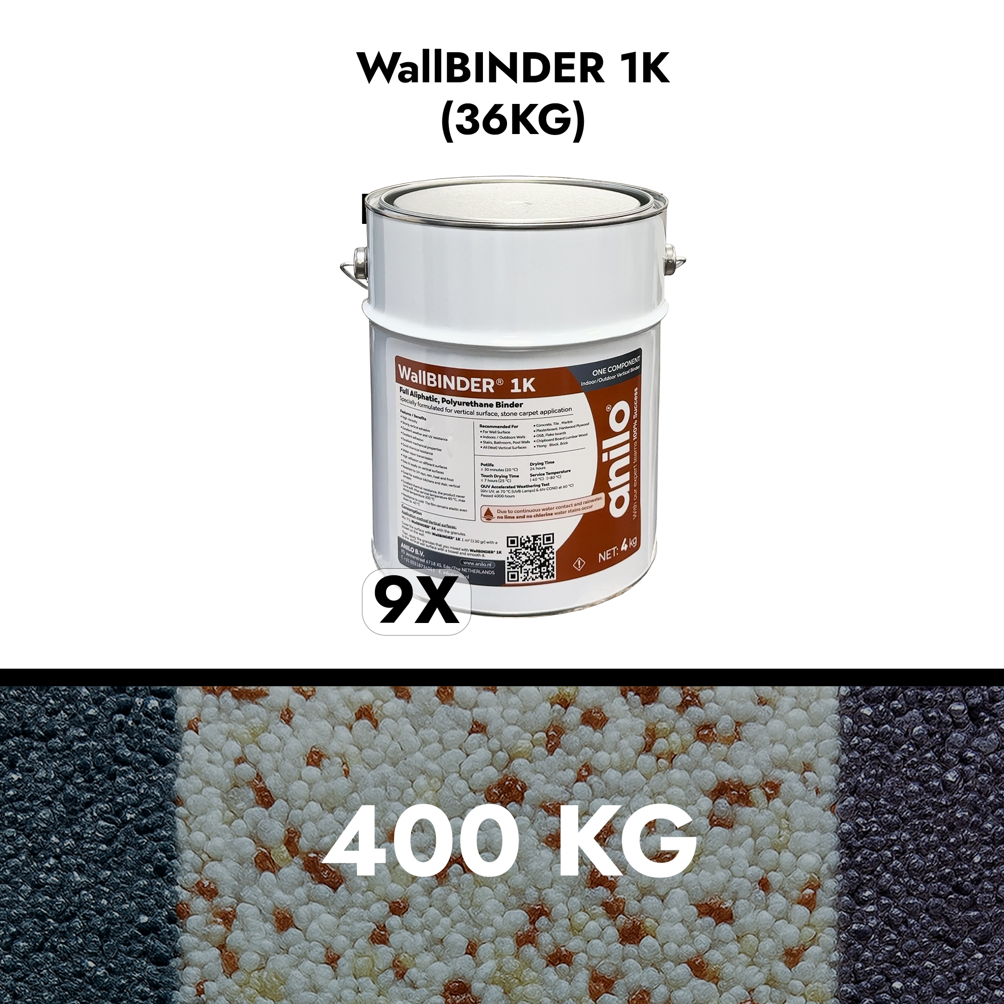 Marmorimördi graanulite komplekt (40 m², 6 mm kiht) Seinad